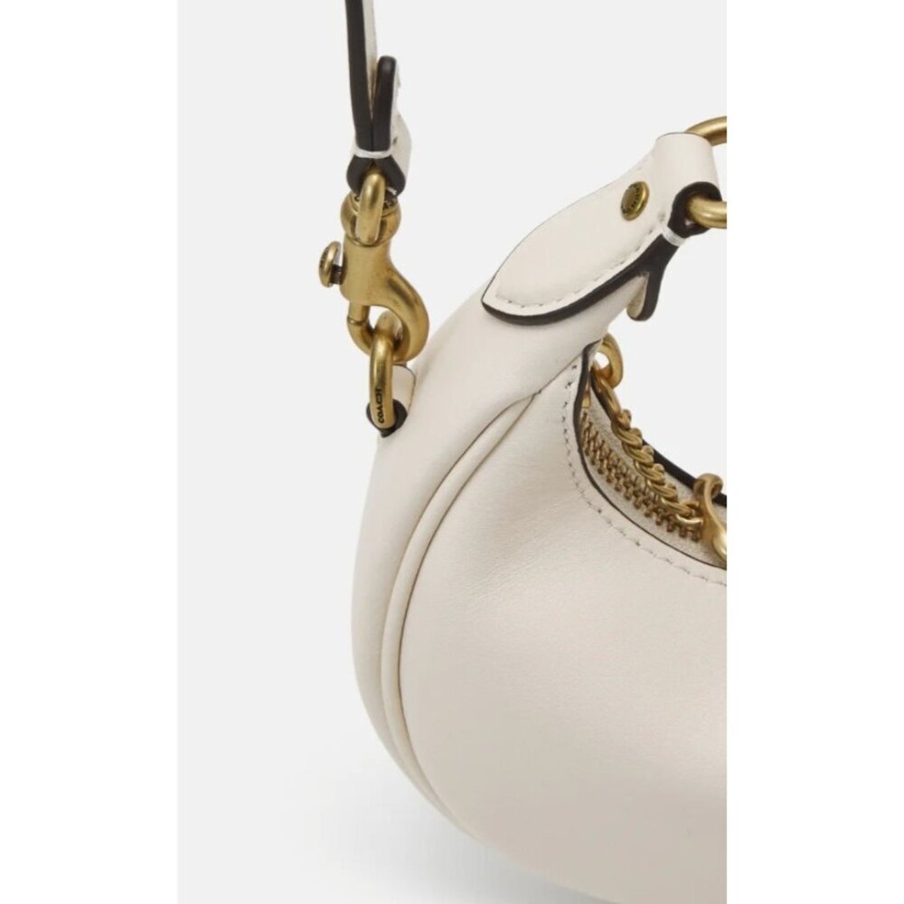 Coach Jonie Mini Crescent Bag Chalk Glovetanned Leather Crossbody Shoulder Purse - Picture 15 of 16